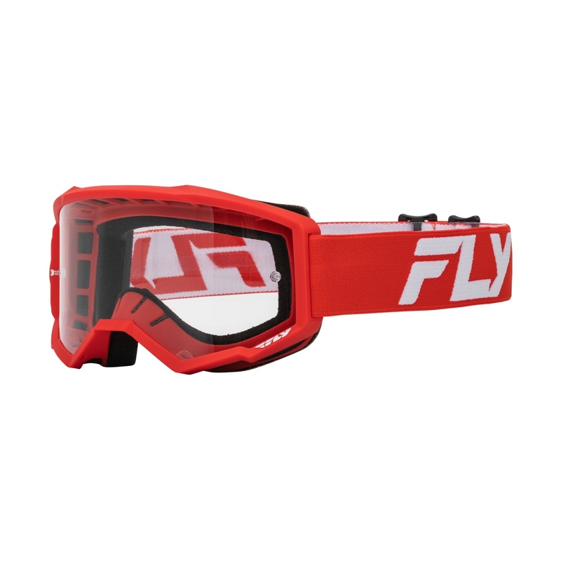 Dziecięce gogle motocrossowe FLY Racing Focus czerwono-białe z przezroczystą plexi