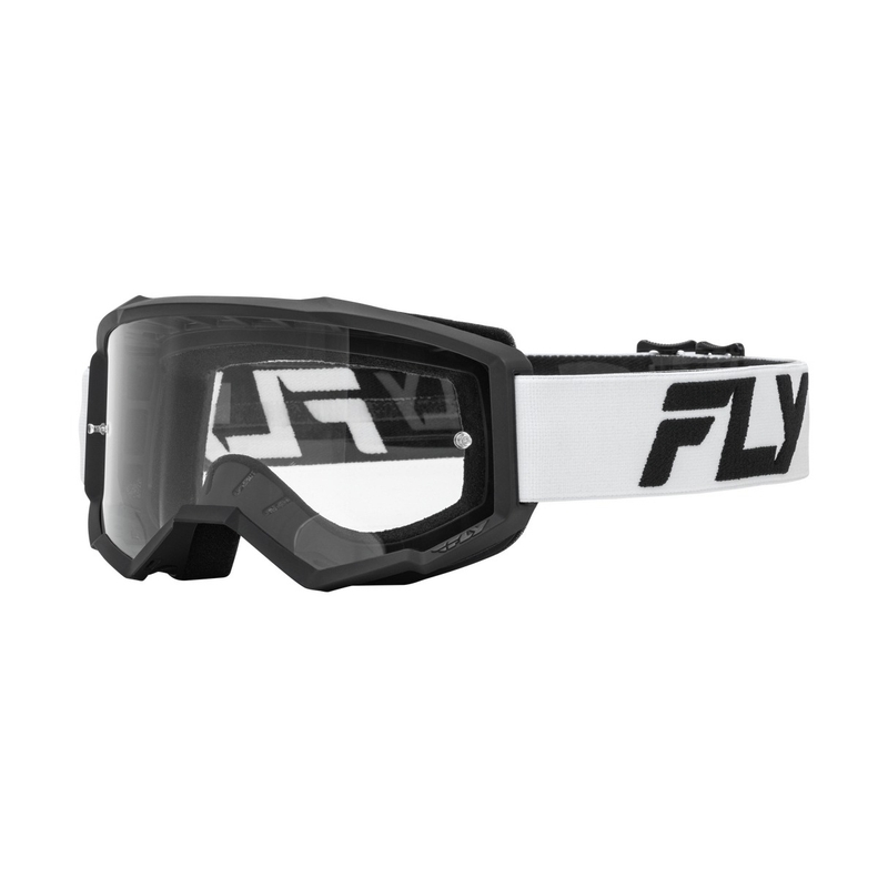 Dziecięce gogle motocrossowe FLY Racing Focus biało-czarne z przezroczystą plexi