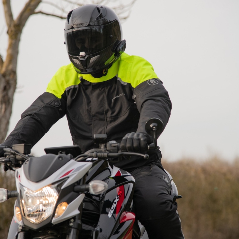 Kurtka motocyklowa Oxford Spartan Short WP czarno-fluo żółta