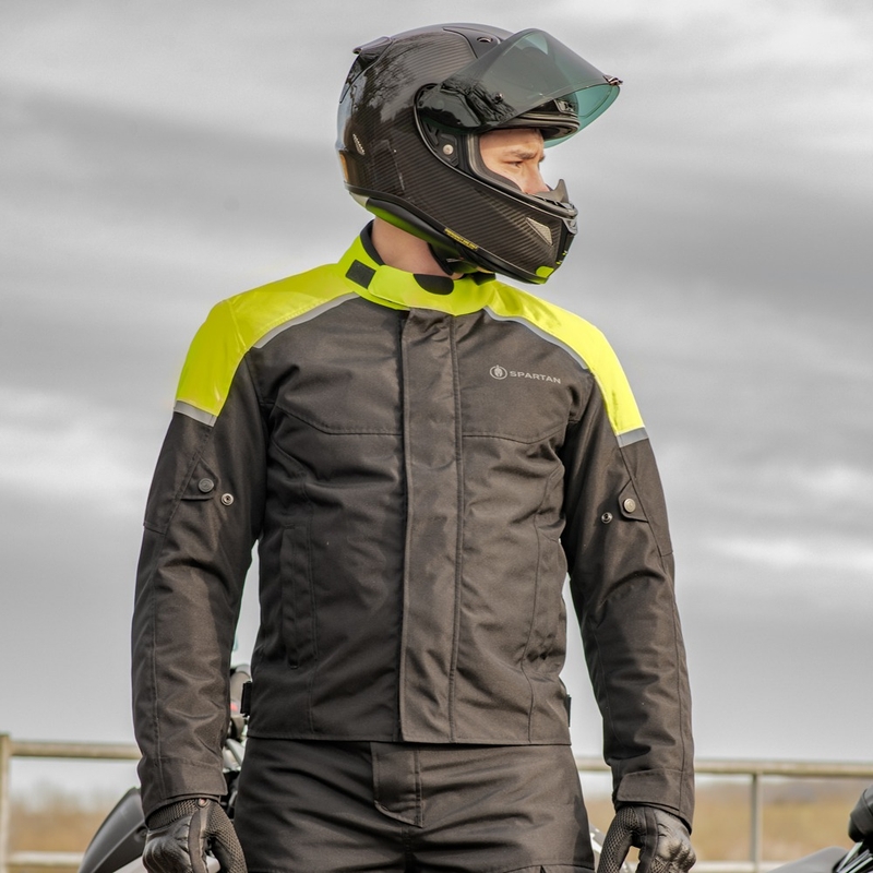 Kurtka motocyklowa Oxford Spartan Short WP czarno-fluo żółta