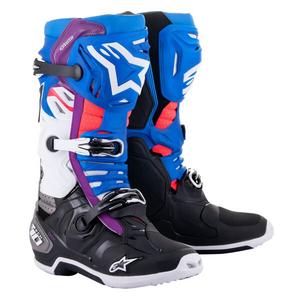 Buty motocyklowe Alpinestars Tech 10 Supervented Perforowane Niebiesko-fioletowo-różowo-biało-szaro-czarne
