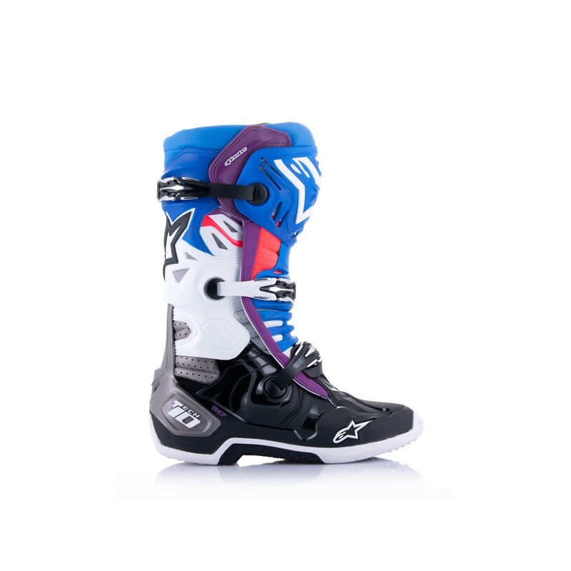 Buty motocyklowe Alpinestars Tech 10 Supervented Perforowane Niebiesko-fioletowo-różowo-biało-szaro-czarne
