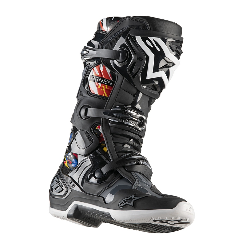 Buty motocyklowe Alpinestars Tech 10 Limited Edition Renen czarno-szaro-biało-wielokolorowe