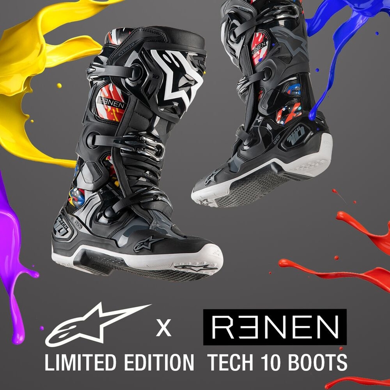 Buty motocyklowe Alpinestars Tech 10 Limited Edition Renen czarno-szaro-biało-wielokolorowe