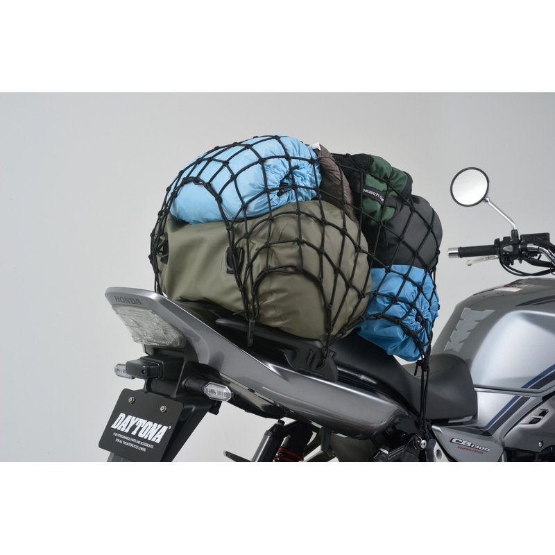 Elastyczna siatka bagażowa do motocykla z plastikowymi haczykami Daytona 60 x 60 cm czarna