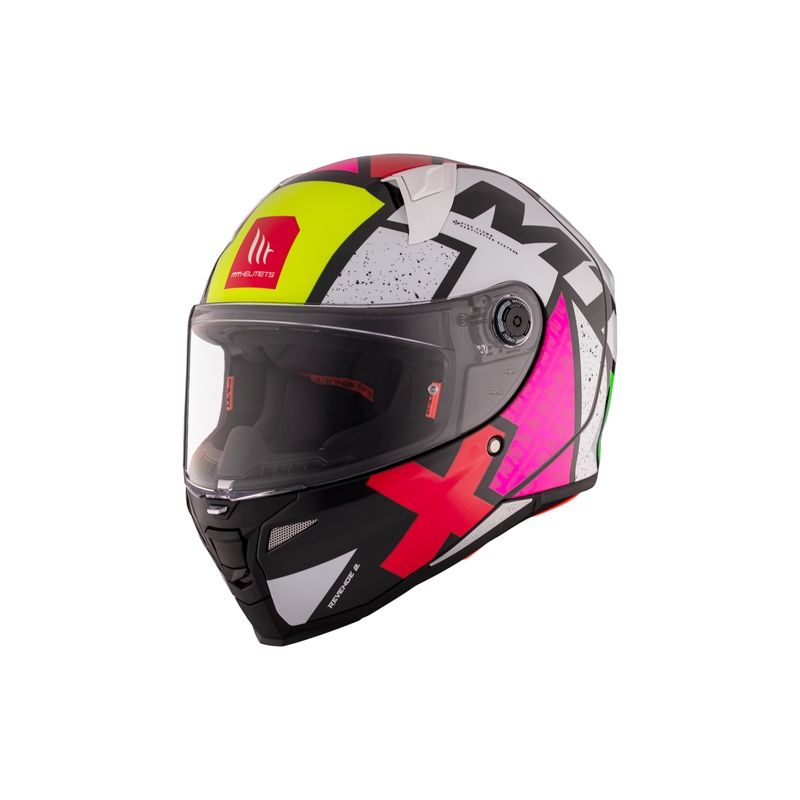 Zintegrowany kask motocyklowy MT REVENGE 2 S Light CO błyszczący biało-różowo-żółty
