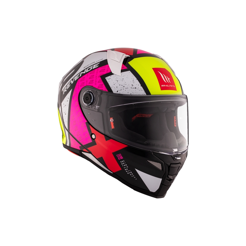 Zintegrowany kask motocyklowy MT REVENGE 2 S Light CO błyszczący biało-różowo-żółty