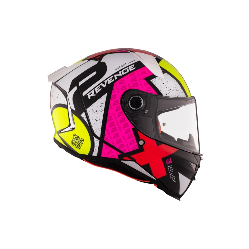 Zintegrowany kask motocyklowy MT REVENGE 2 S Light CO błyszczący biało-różowo-żółty