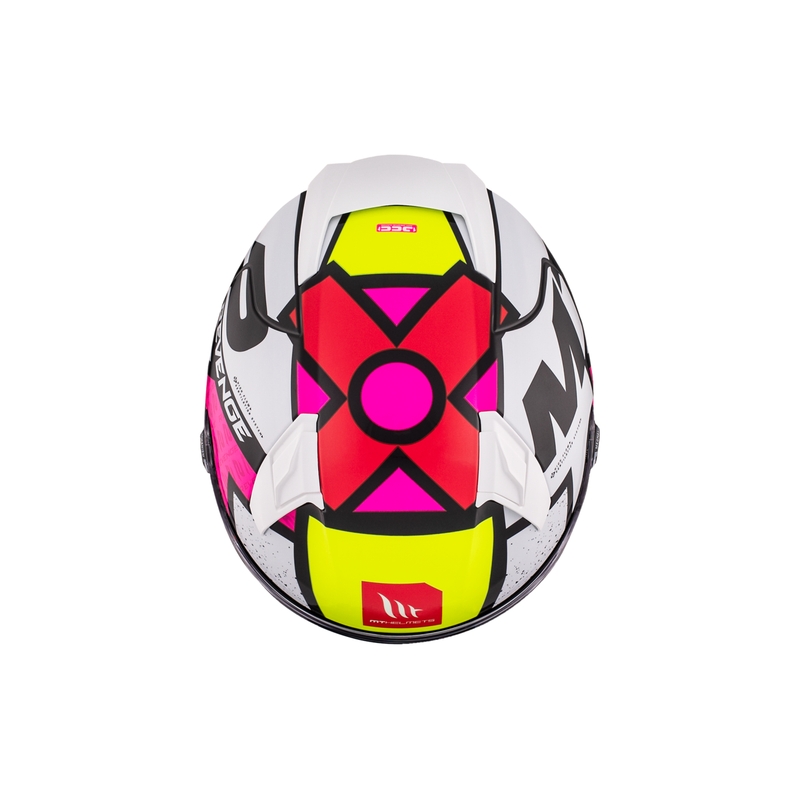 Zintegrowany kask motocyklowy MT REVENGE 2 S Light CO błyszczący biało-różowo-żółty