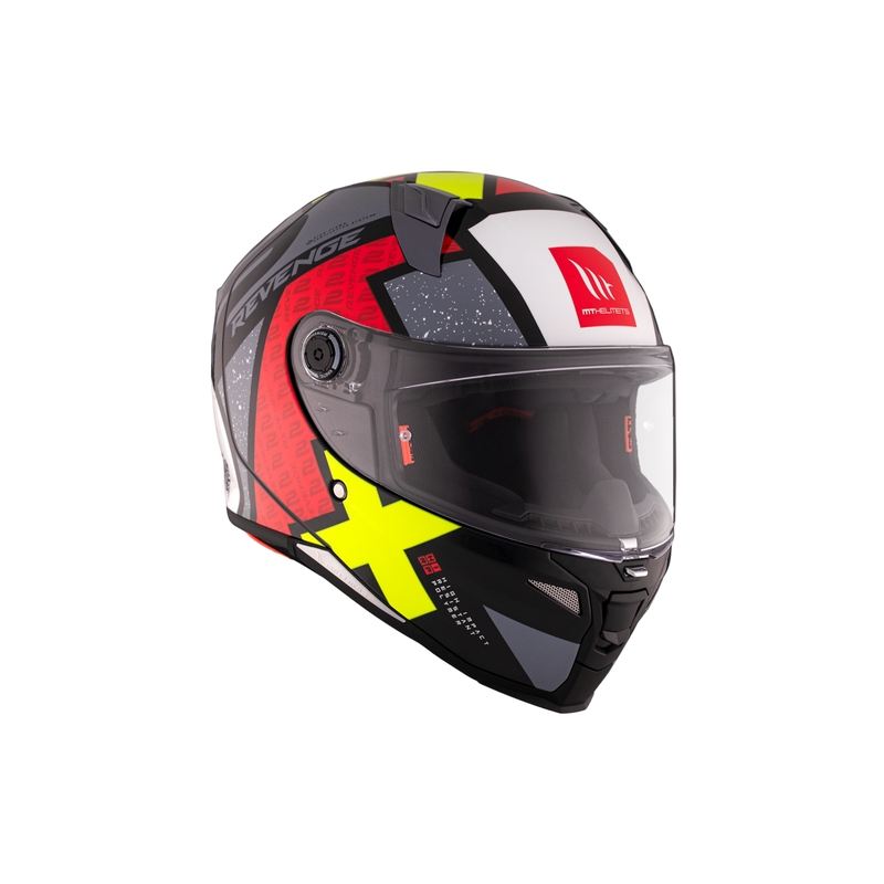 Zintegrowany kask motocyklowy MT REVENGE 2 S Light CO błyszczący czarno-czerwono-żółty