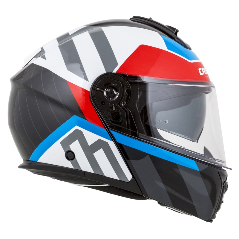 Kask motocyklowy składany Cassida Modulo 2.1 o profilu biało-czarno-niebiesko-szarym
