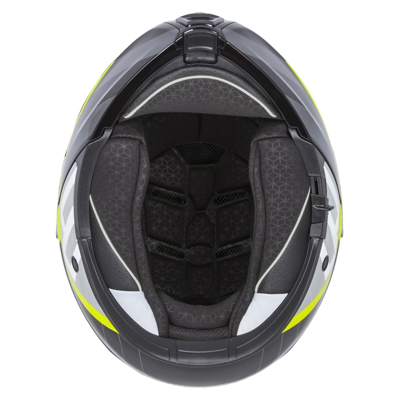 Kask motocyklowy składany Cassida Modulo 2.1 o profilu biało-czarno-fluo żółto-szary