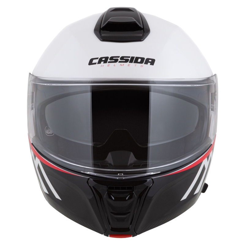 Kask Motocyklowy Cassida Modulo 2.1 Compass Flip Up Perłowo Biało-Czarno-Czerwono-Srebrny