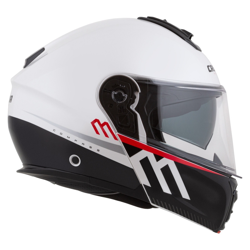 Kask Motocyklowy Cassida Modulo 2.1 Compass Flip Up Perłowo Biało-Czarno-Czerwono-Srebrny