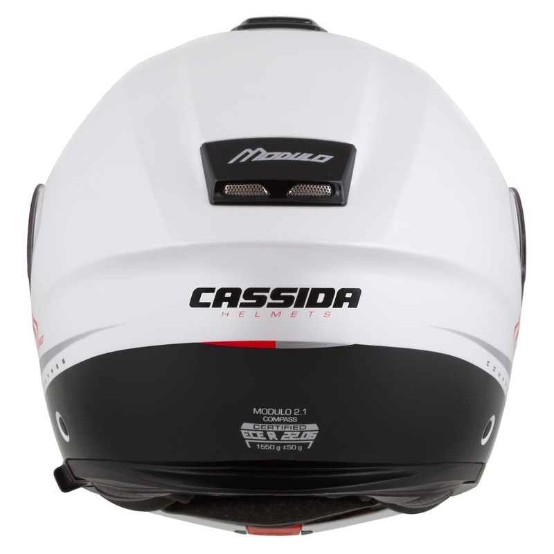 Kask Motocyklowy Cassida Modulo 2.1 Compass Flip Up Perłowo Biało-Czarno-Czerwono-Srebrny