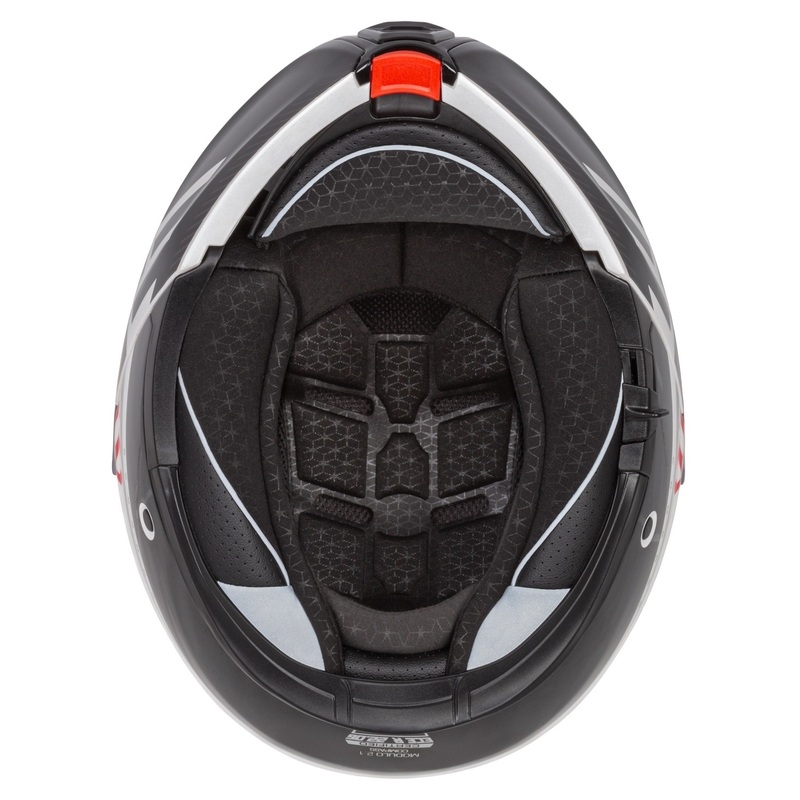 Kask Motocyklowy Cassida Modulo 2.1 Compass Flip Up Perłowo Biało-Czarno-Czerwono-Srebrny
