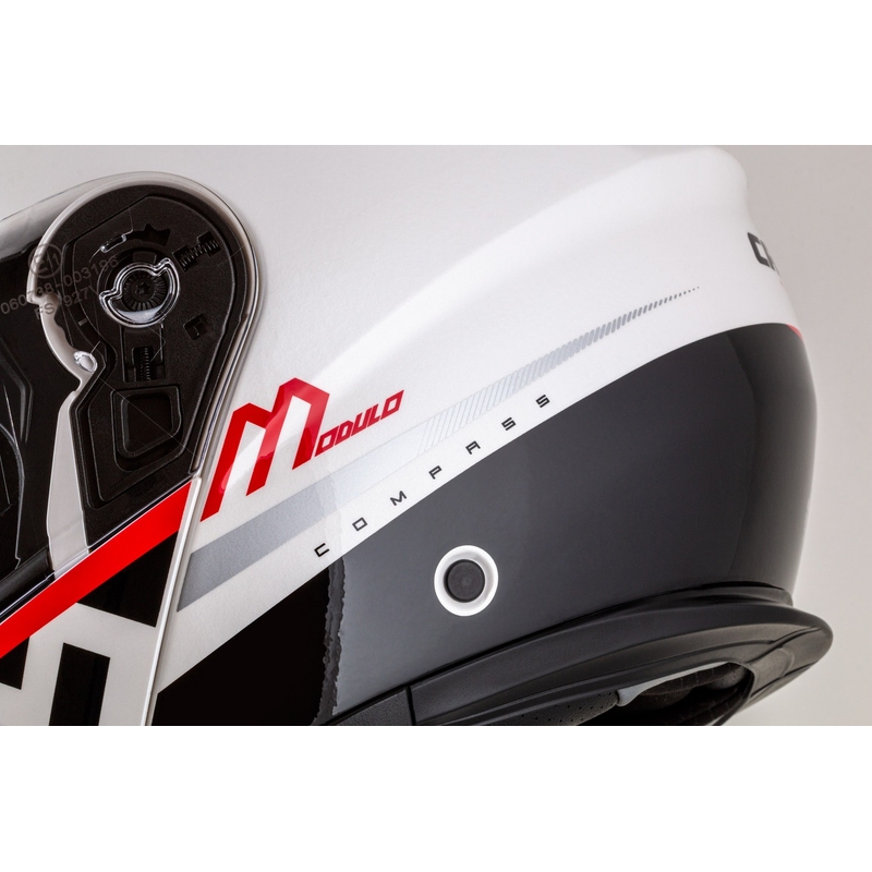 Kask Motocyklowy Cassida Modulo 2.1 Compass Flip Up Perłowo Biało-Czarno-Czerwono-Srebrny