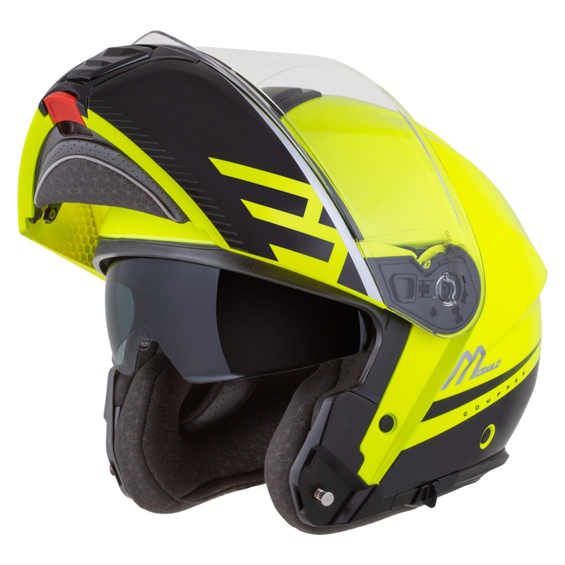 Kask motocyklowy składany Cassida Modulo 2.1 Compass fluo żółto-czarno-srebrno-czerwony