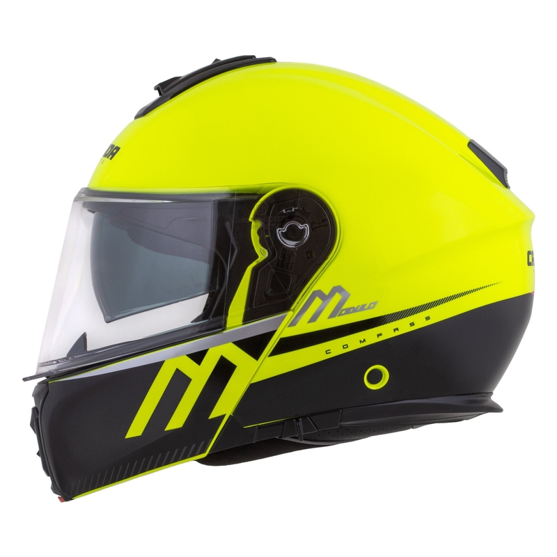 Kask motocyklowy składany Cassida Modulo 2.1 Compass fluo żółto-czarno-srebrno-czerwony