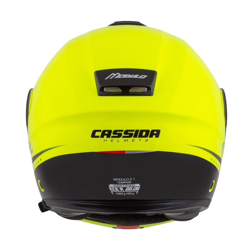 Kask motocyklowy składany Cassida Modulo 2.1 Compass fluo żółto-czarno-srebrno-czerwony