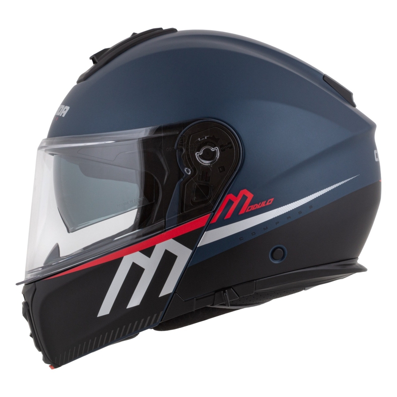 Kask motocyklowy składany Cassida Modulo 2.1 Compass matowo-niebieski perłowo-czarno-czerwony
