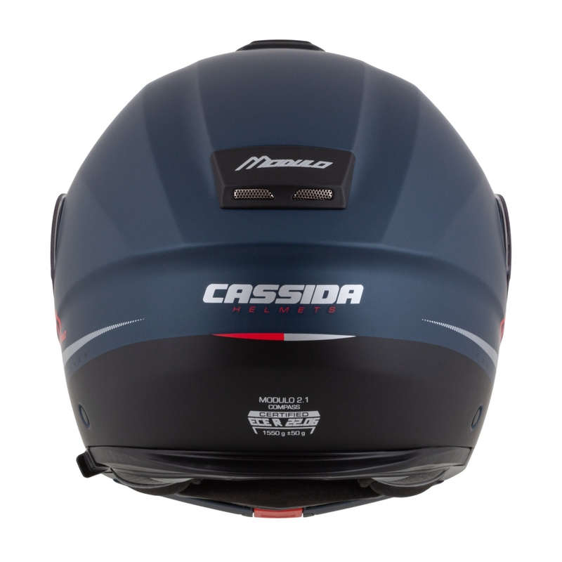 Kask motocyklowy składany Cassida Modulo 2.1 Compass matowo-niebieski perłowo-czarno-czerwony