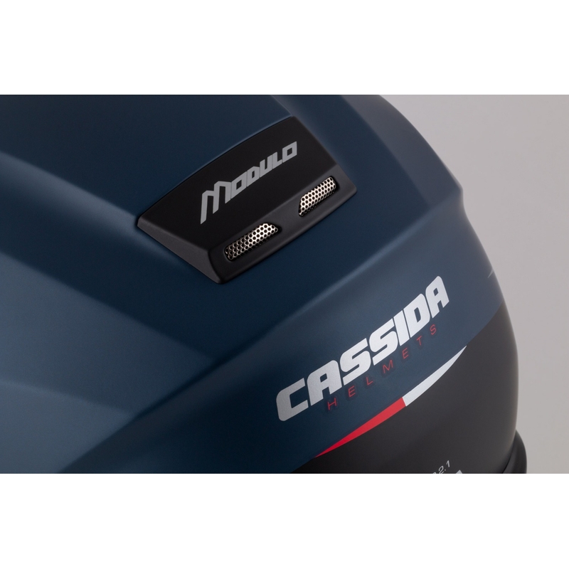 Kask motocyklowy składany Cassida Modulo 2.1 Compass matowo-niebieski perłowo-czarno-czerwony