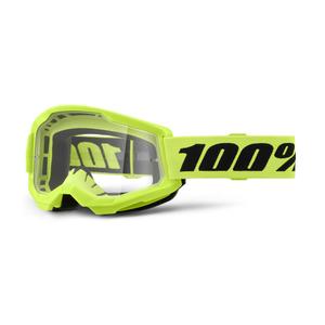Gogle motocrossowe dziecięce 100% STRATA 2 neonowożółte (plexi przezroczysta)