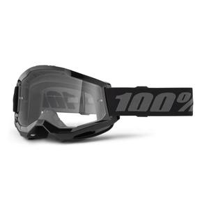 Dziecięce gogle motocrossowe 100% STRATA 2 czarne (przezroczysta pleksiglas)