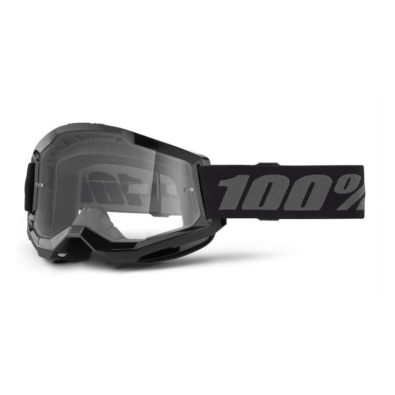 Dziecięce gogle motocrossowe 100% STRATA 2 czarne (przezroczysta pleksiglas)