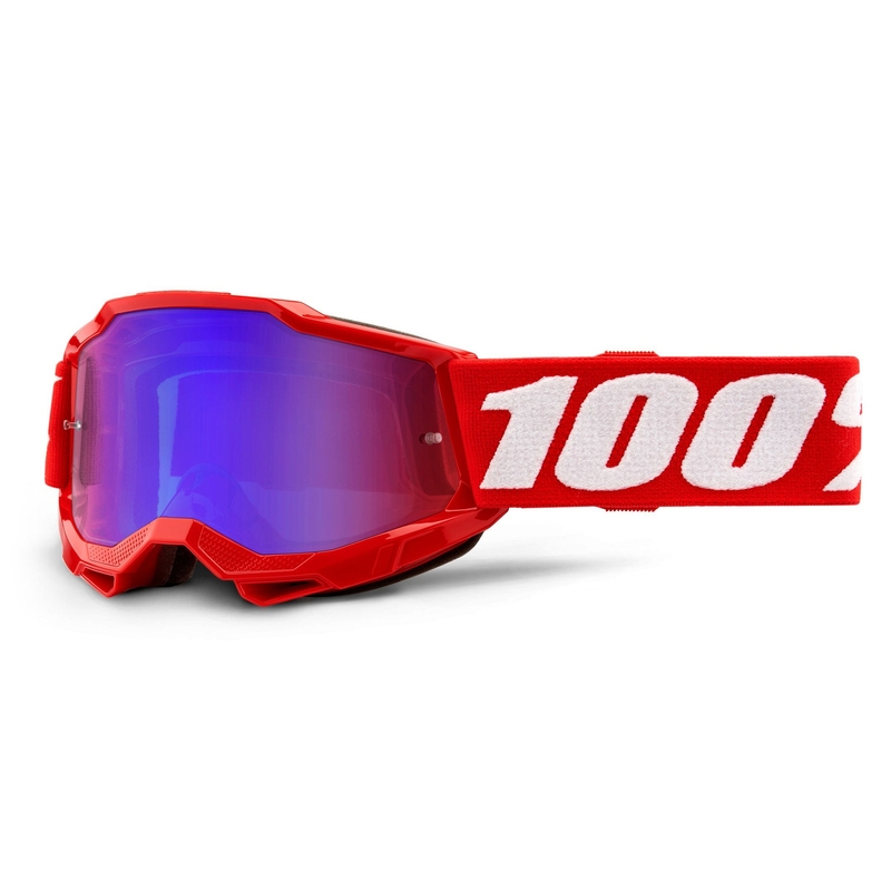 Dziecięce gogle motocrossowe 100% USA ACCURI 2 Czerwone lustrzane Czerwone Niebieskie Pleksi