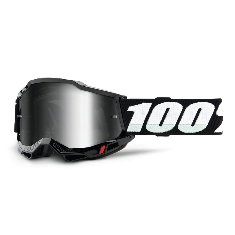 Dziecięce gogle motocrossowe 100% BLACK ACCURI srebrne plexi