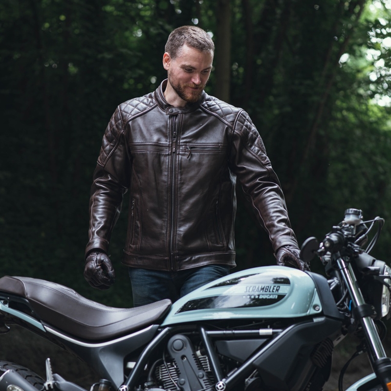 Skórzana kurtka motocyklowa Oxford Route 73 2.0 brązowa wyprzedaż