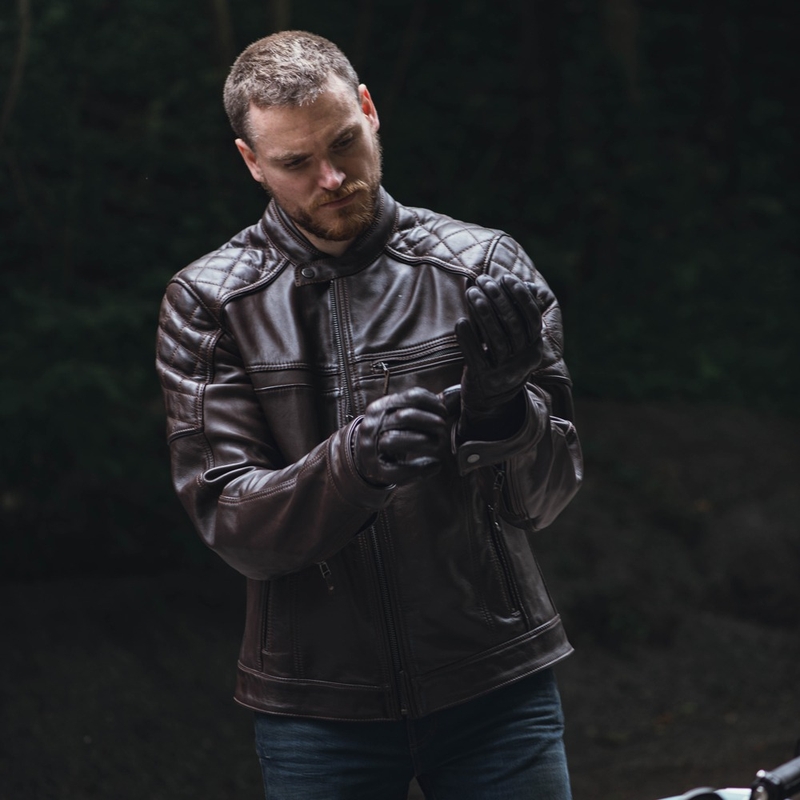 Skórzana kurtka motocyklowa Oxford Route 73 2.0 brązowa wyprzedaż