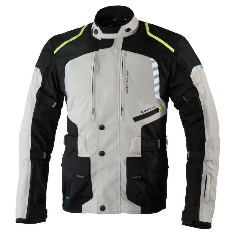 Kurtka motocyklowa Rebelhorn Hiker II czarno-szaro-fluo żółta wyprzedaż