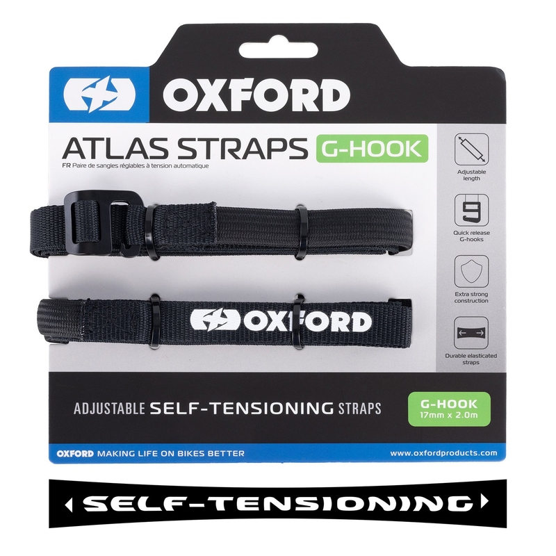 Paski do bagażu Oxford Atlas G-Hook 2 szt. czarne 17 mm x 2 m