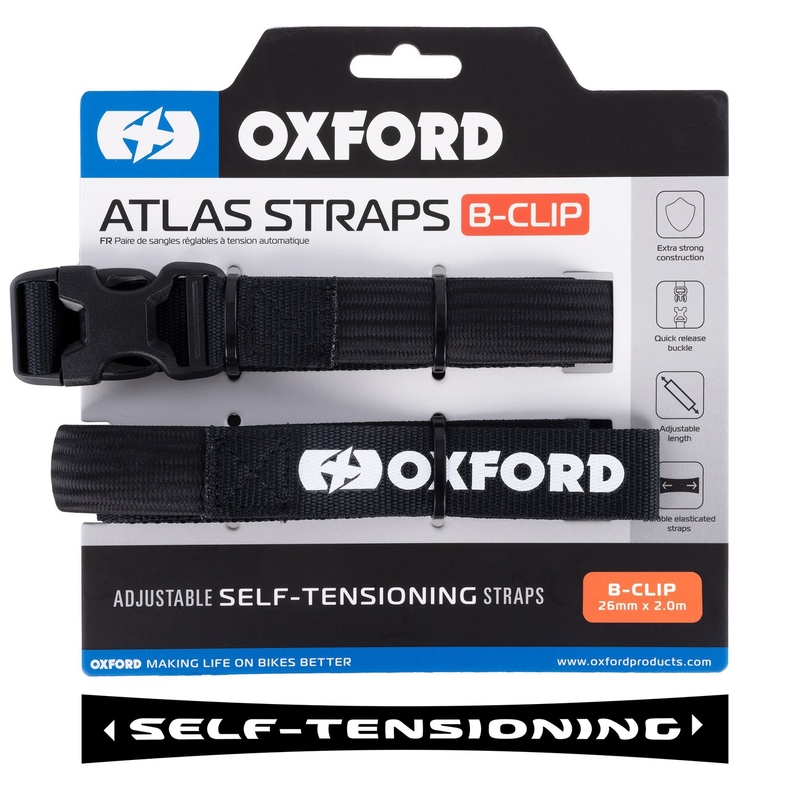 Paski do bagażu Oxford Atlas B-Clip 2 szt. czarne 26 mm x 2 m