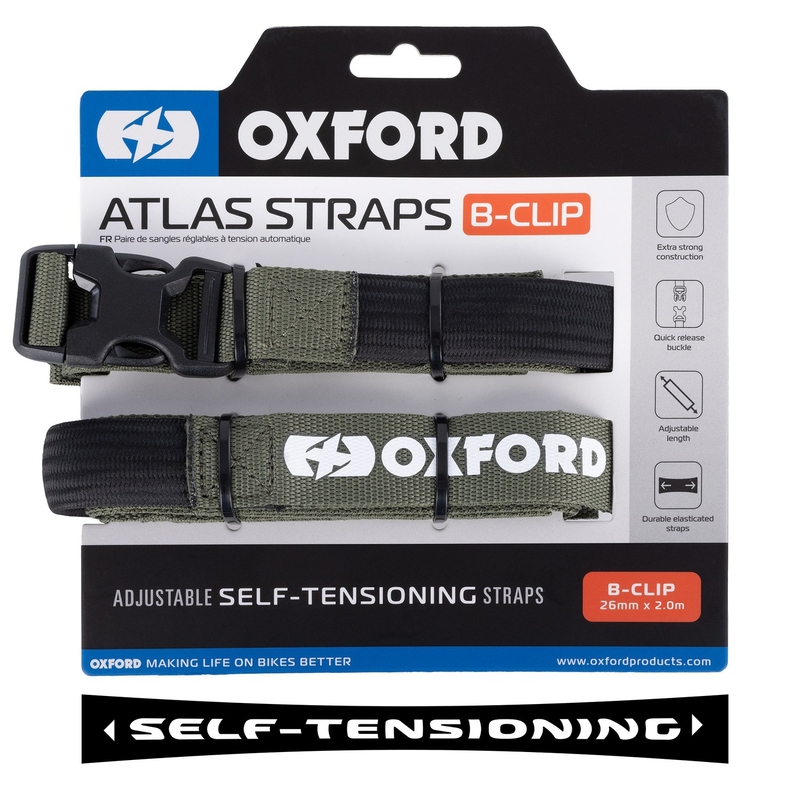 Paski do bagażu Oxford Atlas B-Clip 2 szt. zielone 26 mm x 2 m