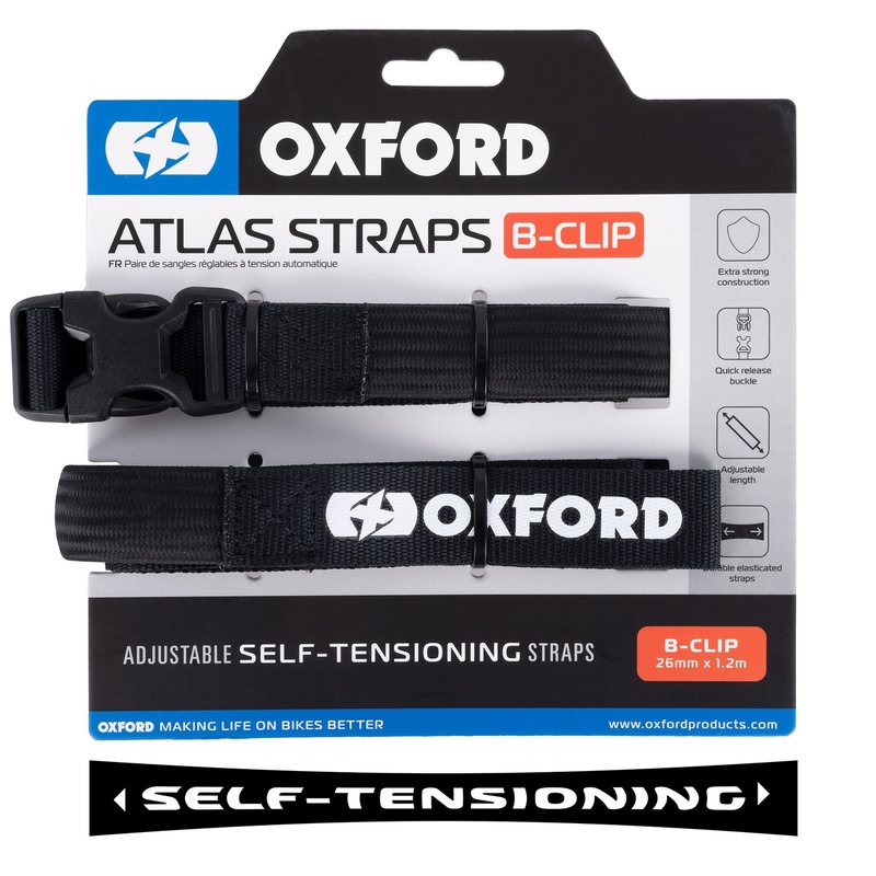 Paski do bagażu Oxford Atlas B-Clip 2 szt. czarne 26 mm x 1,2 m