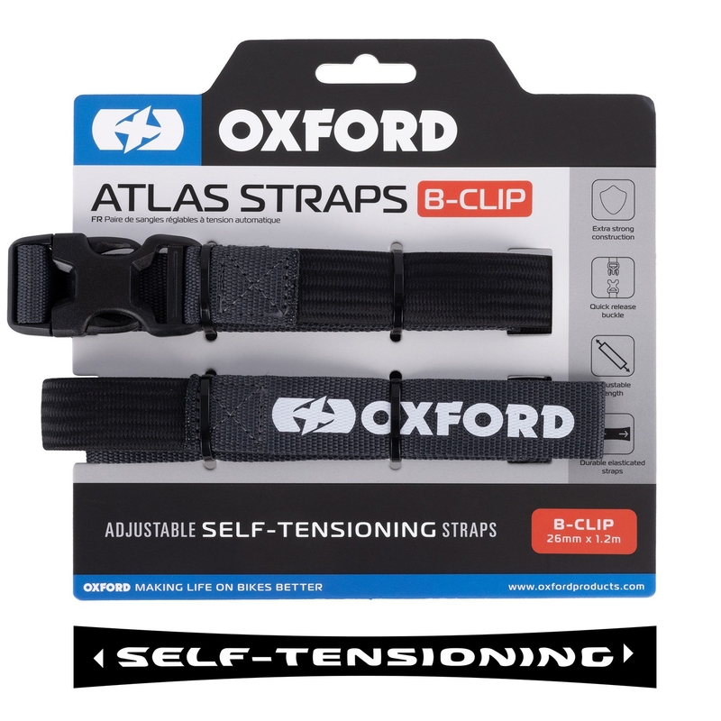 Paski do bagażu Oxford Atlas B-Clip 2 szt. szare 26 mm x 1,2 m
