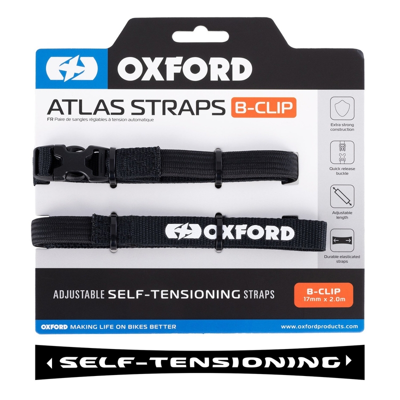 Paski do bagażu Oxford Atlas B-Clip 2 szt. czarne 17 mm x 2 m