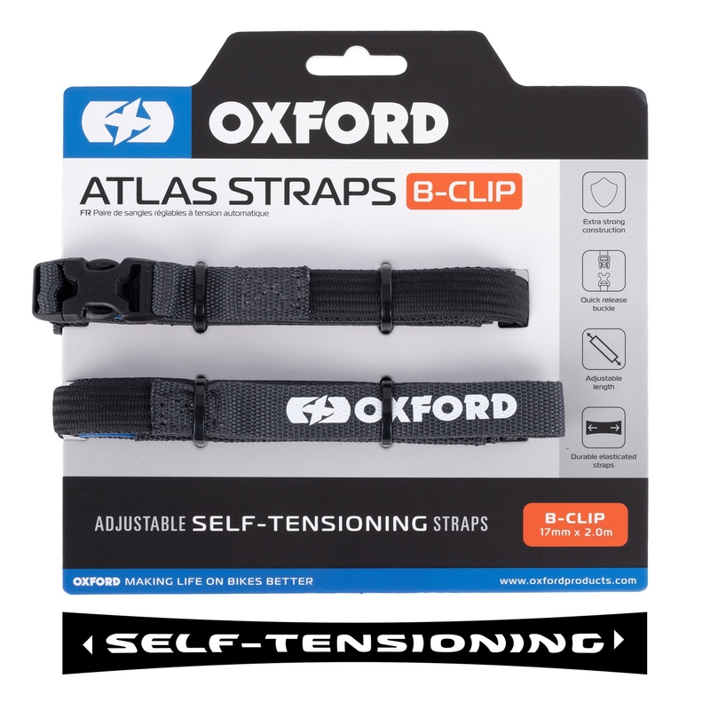 Paski do bagażu Oxford Atlas B-Clip 2 szt. szare 17 mm x 2 m