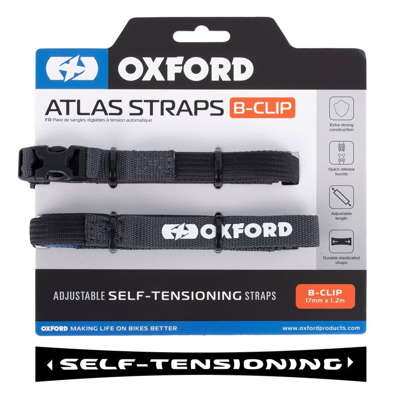 Paski do bagażu Oxford Atlas B-Clip 2 szt. szare 17 mm x 1,2 m