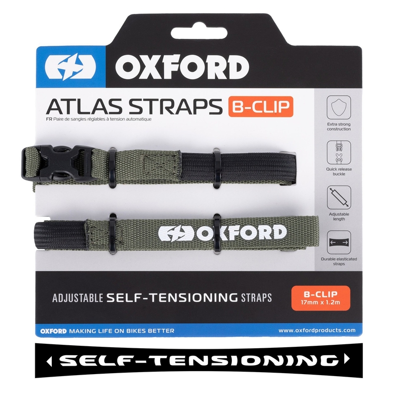 Paski do bagażu Oxford Atlas B-Clip 2 szt. zielone 17 mm x 1,2 m