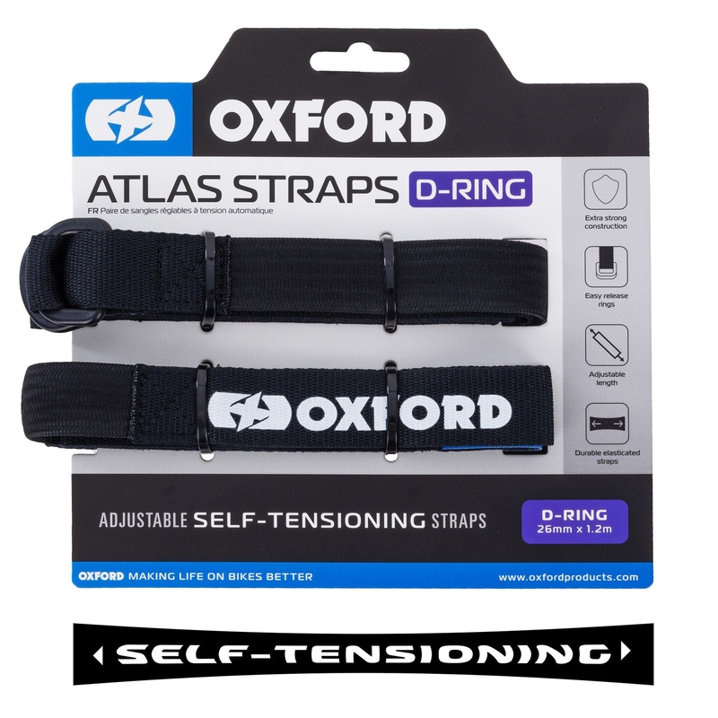 Paski do bagażu Oxford Atlas D-Ring 2 szt. czarne 26 mm x 1,2 m