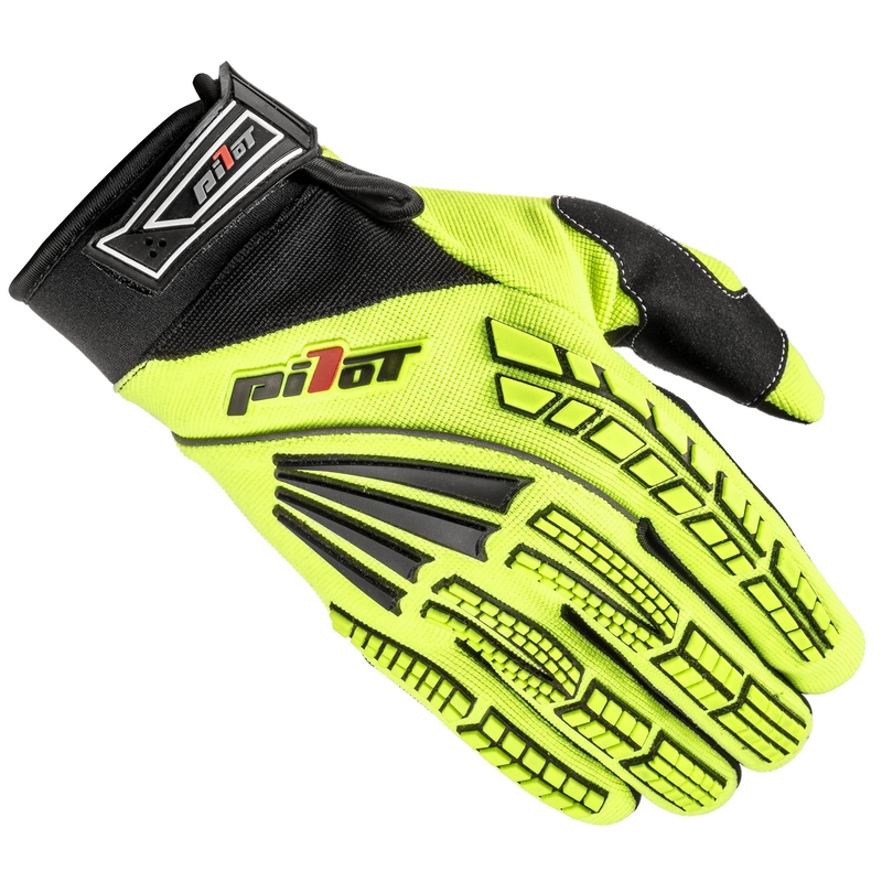 Dziecięce rękawice motocrossowe Pilot Pioneer fluo żółto-czarno-czerwone