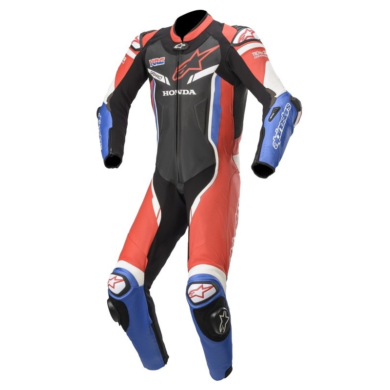 Jednoczęściowy kombinezon skórzany Alpinestars GP Pro 3 Honda, kompatybilny z TECH-AIR, czarno-czerwono-niebiesko-biały