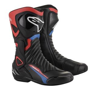 Buty motocyklowe Alpinestars S-MX 6 Honda z kolekcji czarno-czerwono-niebiesko-białej