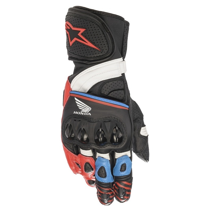 Rękawiczki motocyklowe Alpinestars GP Plus R 2 Honda, kolekcja czarno-czerwono-niebieskie