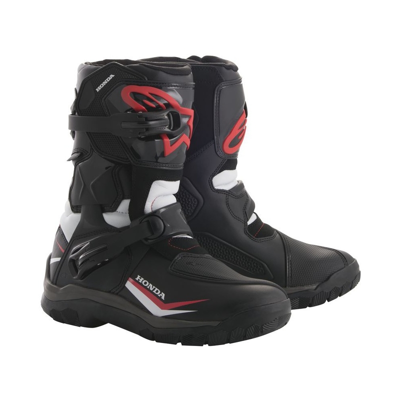 Buty motocyklowe Alpinestars Belize Drystar Honda, kolekcja czarno-biało-czerwona